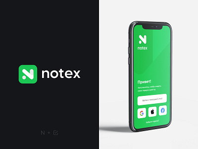 Notex app logo branding green ios logo note note app notes ui uxui
