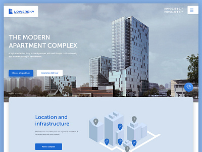 Lowersky complex apartment blue building button design house landing ui ux webdesign