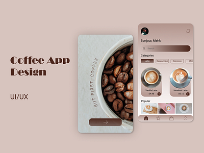 Coffee app app app design coffee design dribbble graphic design mobile app ui uiux user experience user interface ux