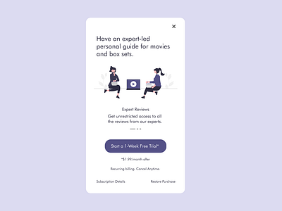 Movie Guide App Paywall UI billing page design mobile app movie guide netflix paywall page paywall ui ui