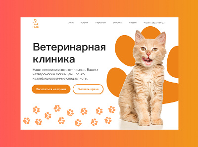 Тhe veterinary clinic website branding design dog figma landing page ui web design ветеринарная клиника дизайн сайт