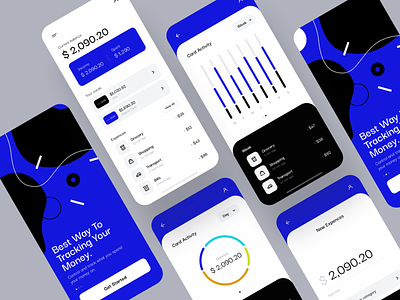 Money Tracking iOS App app chart clean concept dashboard design finance ios mobile mobile app money onboarding profile simple spend style tracking ui uiux ux
