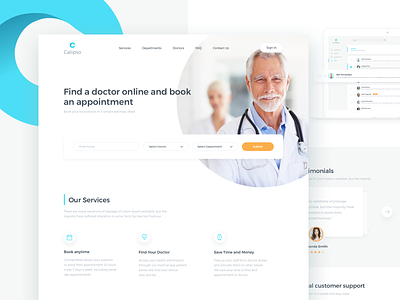 Calipso Medical App Home Page app clean concept design doctor home page layout minimal modern saas template ui ux web website