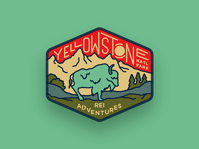 REI Adventures Patch — Yellowstone National Park adventure apparel color design illustration logo national park patch rei retro yellowstone