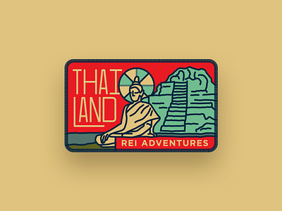 REI Adventures Patch — Thailand adventure apparel buddha color design illustration logo patch rei retro temple thailand