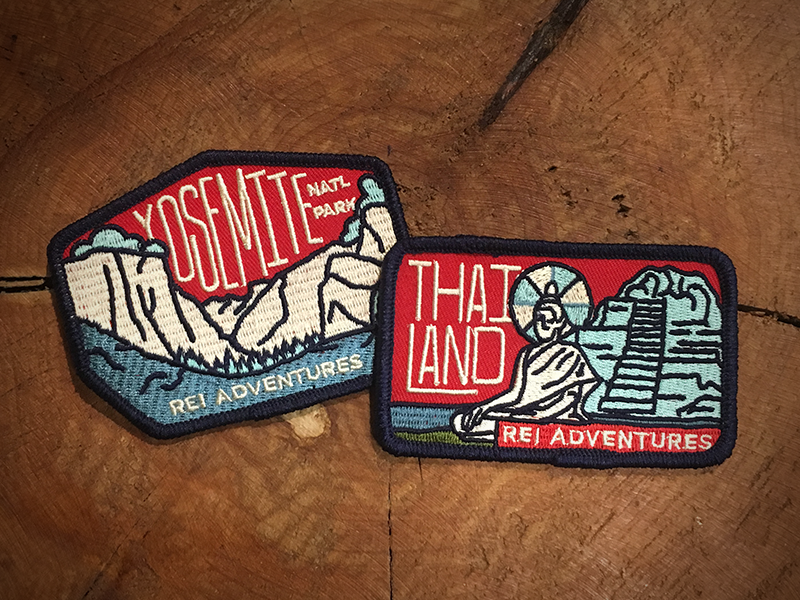 REI Adventures Patch yosemite retro rei patch park logo illustration design color thailand apparel adventure