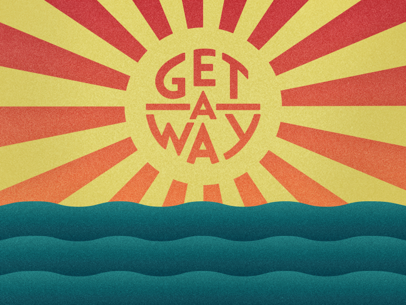 Getaway animation getaway horizon sun sunset waves