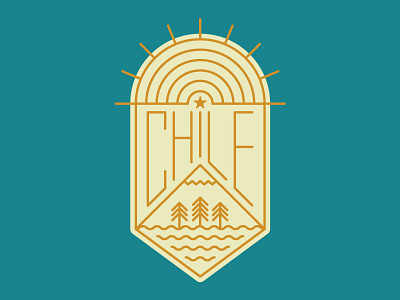 Chile badge chile line art vector mountain south america sun trees water