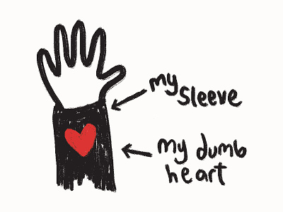 Self-Explanitory arm diagram drawing dumb hand heart red sleeve