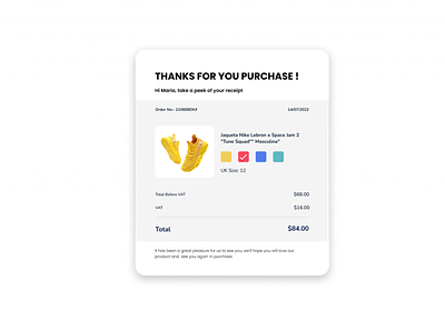 Daily UI Challenge | 017 | Email Receipt daily ui challenge dailyui dailyui017 design email receipt email template figma illustration ui uiux user experience user interface ux web design