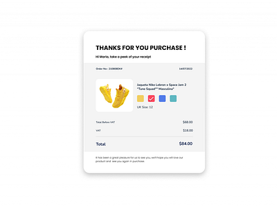 Daily UI Challenge | 017 | Email Receipt