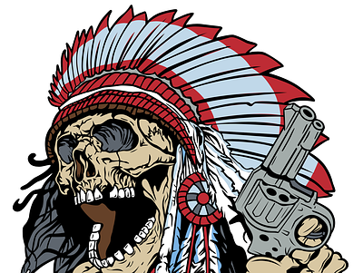 Try Me - Vector Artwork for Patches embroidered patch embroidery gun headdress illustration indian native american revolver skeleton skull vector vectorart
