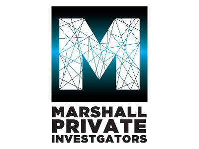 Marshall Private Investigators - Daily Logo Challenge Day 4 fractured gradient investigate police private investigator puzzle single letter logo stained glass
