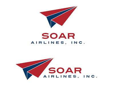 Soar Airlines Logo Design - Daily Logo Challenge airline blue logo paper airplane red runway travel white