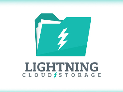 Lightning Cloud Storage - Daily Logo Challenge - Day 14 cloud computing cloud storage computer logo logo design storage teal. gray technology white