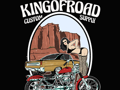 KING OF ROAD american muscle branding chooper custom culture graphic design harley davidson knucklehead kustom logo motorcycle race sportster