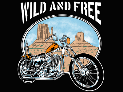 WILD AND FREE branding design forevertwowheels ftw bikers graphic design harleydavidson harleydavidson artwork harleydavidson club harleydavidson poster knuklehead logo motorcycle race artwork sportster