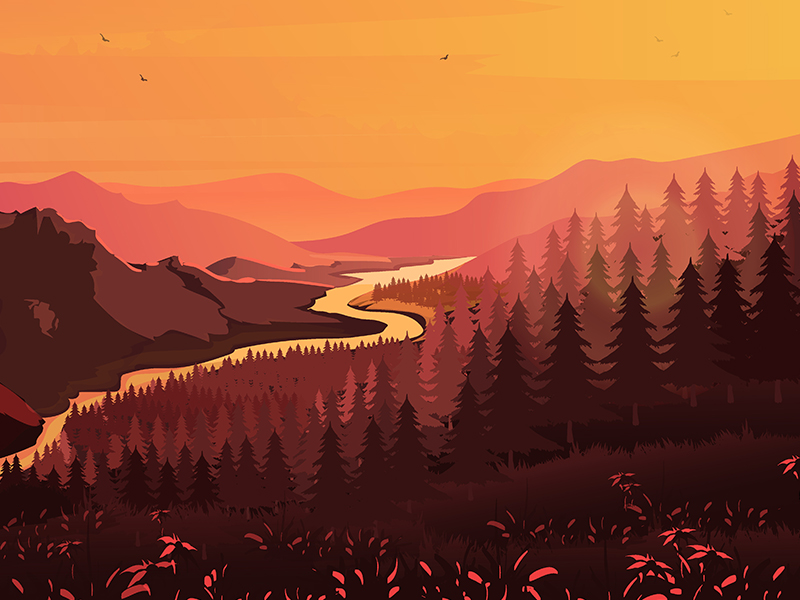 Nature in dusk by 2d vill on Dribbble