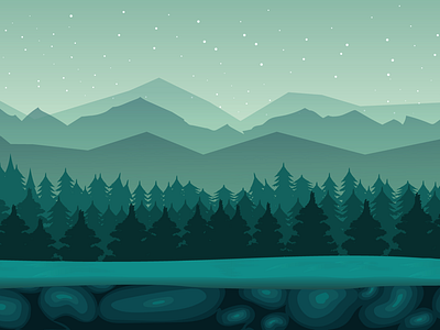 Green forest night background background buy dark game green illustration landscape mobile app nature night sky stars