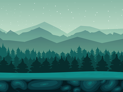Green forest night background