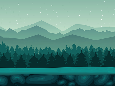 Green forest night background