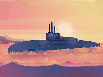 Submarine boat illustration marine military navy ocean periscope sea submarine underwater vector water