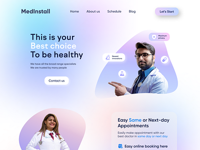 Website for the clinic clinic doctor flat design health care hospital illustration medicine purple shape web design website