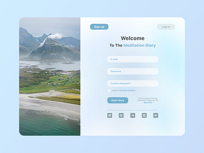 Sign up desktop app blue daily ui dailyui desktop glass illustration nature registration relax sign up ui ux