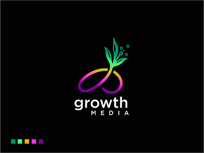 growth media logo app design icon logo typography vector