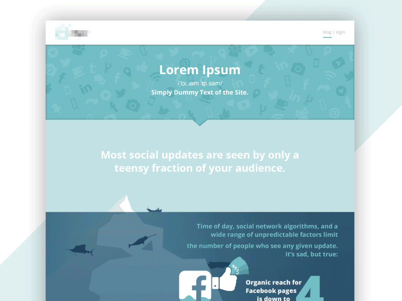 Social Media Tool Landing Page flat illustration infographic one page social media web design