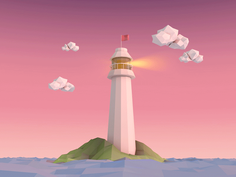 Twilight 3d c4d cinema 4d dusk illustration lighthouse low poly poly render twilight