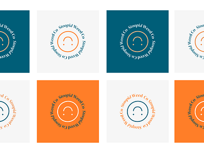 Stoopid 2d blue brand identity branding cannabis logo minimal orange serif smiley type typography vector weed