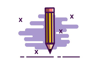 Pencil cute dailyui line pencil purple school ui vector wavey
