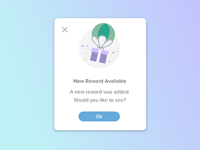 Reward Modal button cute design gradient illustration modal popup product ui ux vector