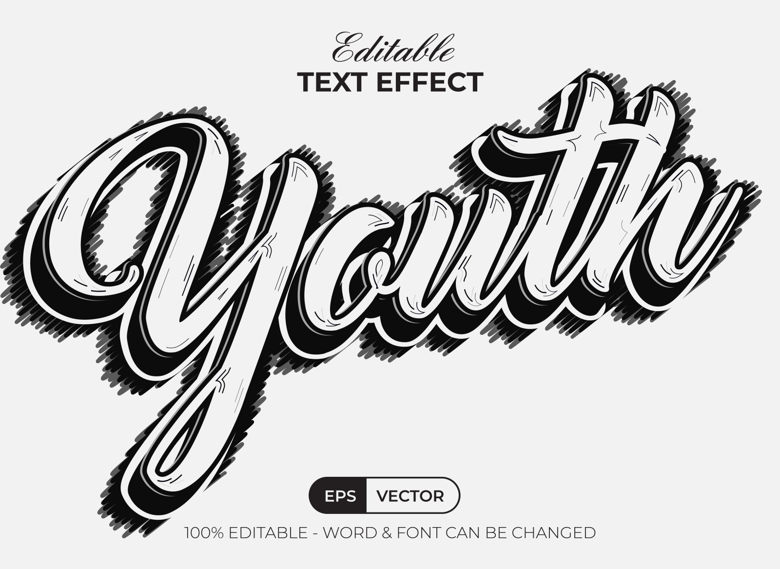 Cartoon text effect with scribble style by Mockmenot on Dribbble