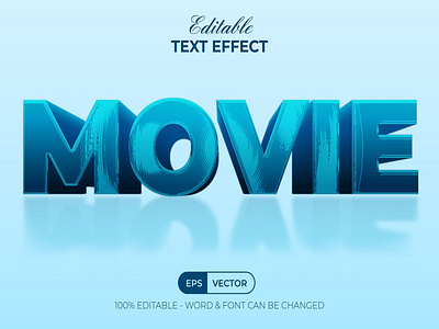 Blue text effect reflection style for illustrator