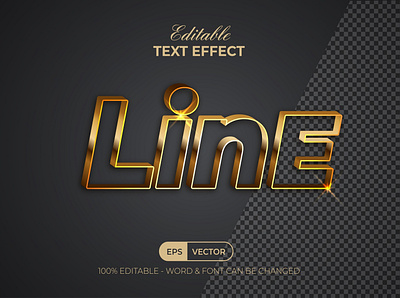 Gold text effect stroke line style for illustrator design editable effect font gold letter lettering line modern stroke text typography vector