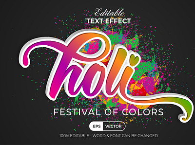 Colorful text effect holi style for illustrator colorful editable effect font fonts graffiti holi letter lettering modern text typography