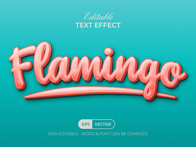 Text effect flamingo style theme for illustrator. cartoon editable effect flamingo font letter lettering modern orange text typography vector