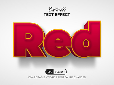 3D text effect red style for illustrator