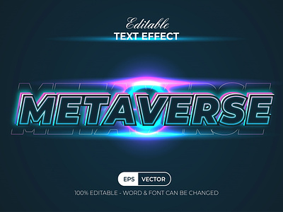 Metaverse text effect neon style for illustrator awesome design disco editable effect font futuristic letter lettering light modern neon party techno text typography vector