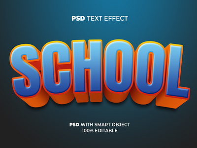 School 3D Text effect curved style with smart object 3d alphabet awesome bold curved design editable effect font letter lettering logotype modern san serif school text typography