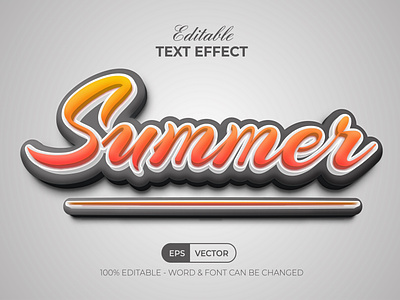Summer text effect script style for illustrator design editable effect font letter lettering modern orange summer text typography vector