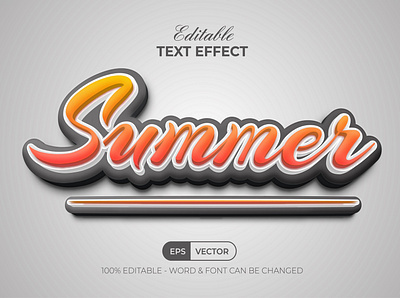 Summer text effect script style for illustrator design editable effect font letter lettering modern orange summer text typography vector