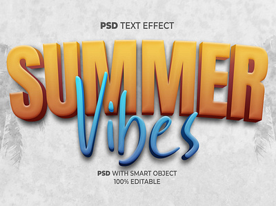 Summer Vibes Text Effect Style blue design editable effect font letter lettering logo modern psd summer text typography vibes yellow