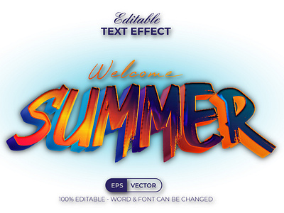 8 Text Effect Summer Holiday Style For Illustrator cartoon colorful design editable effect font fun gradient holiday letter lettering modern orange sticker summer text typography vector