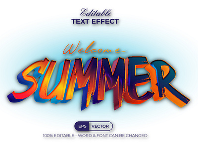 8 Text Effect Summer Holiday Style For Illustrator cartoon colorful design editable effect font fun gradient holiday letter lettering modern orange sticker summer text typography vector