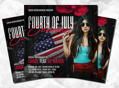 4th of july flyer template 4th of july america celebration dj event flag flyer music night club party poster social media post template