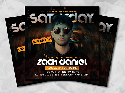 Night club party flyer template advertising brochure disco dj event flyer music nightclub party poster print template