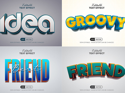 3D Text Effect With 12 Styles alphabet bold cartoon design editable effect font illustration letter lettering modern text typography